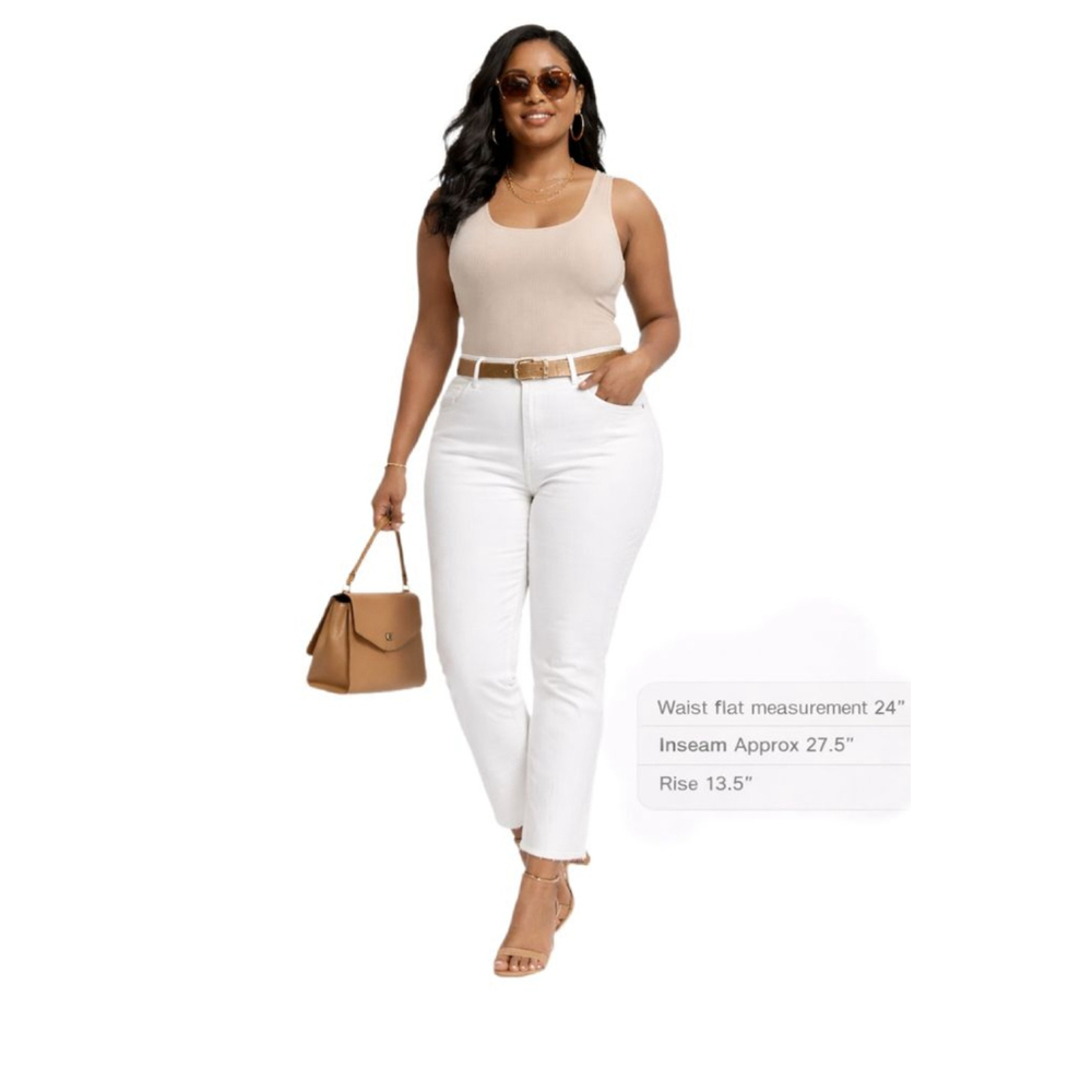 Old Navy White High-Rise O.G. Straight Ankle Jeans Size 26